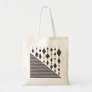 Bolso De Tela Negro y blanco, abstracto, geométrico, simple, esc