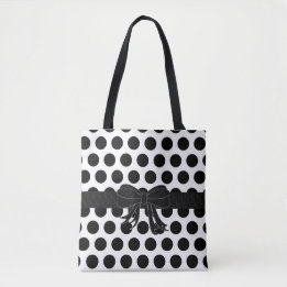 Bolso De Tela Negro y blanco - lunares - bolso/tote