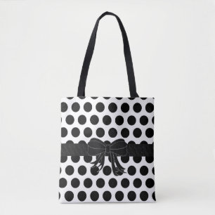 Bolso De Tela Negro y blanco - lunares - bolso/tote