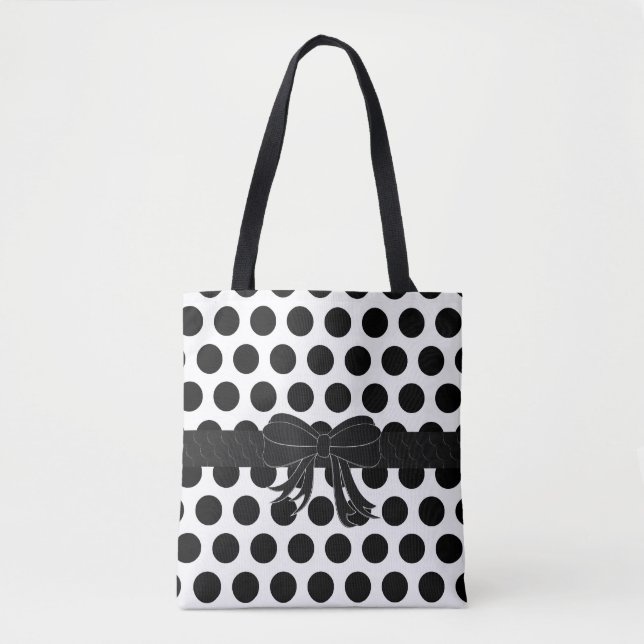 Bolso De Tela Negro y blanco - lunares - bolso/tote (Anverso)