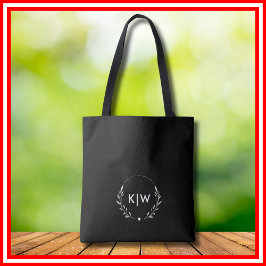 Bolso De Tela Negro y Blanco | Monograma de Iniciales Modernas