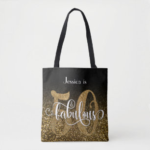 Bolso De Tela Negro y Dorado Brillo Falso Ombre 50 y Fabuloso