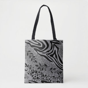 Bolso De Tela Negro y gris leopardo