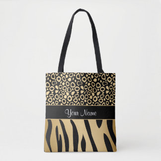 Bolso De Tela Negro y modelo del leopardo y de la cebra del oro