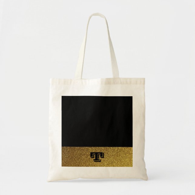 Bolso De Tela Negro y oro monogramado (Frente)
