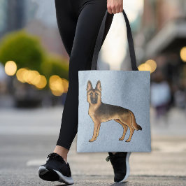 Bolso De Tela Negro Y Tan Alemán Pastor Cartoon Perro Azul