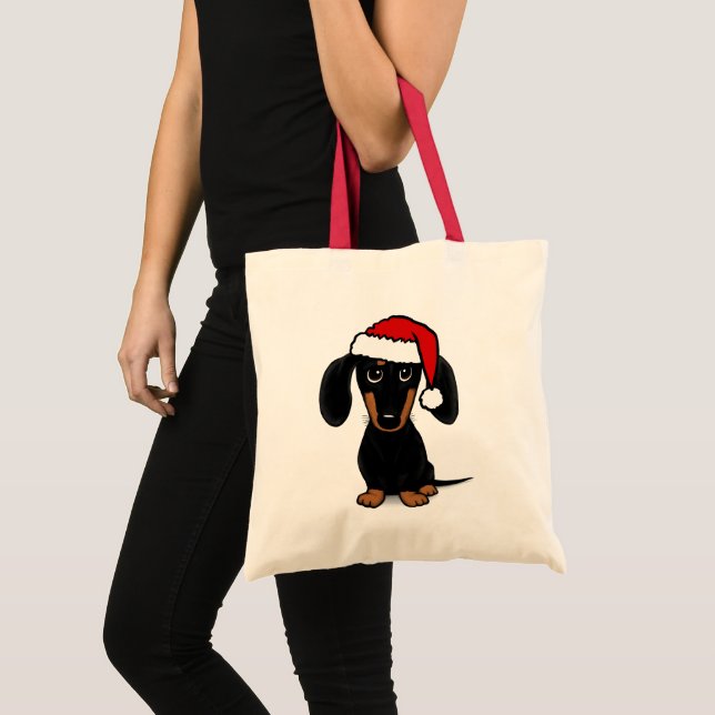 Bolso De Tela Negro y Tan Dachshund Santa Cute Perro Wiener (Anverso (producto))