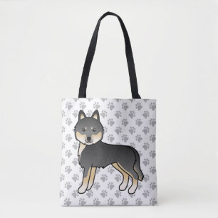Bolso De Tela Negro Y Tan Siberiano Husky Cartog Perro y Papas