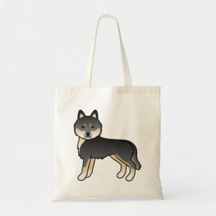 Bolso De Tela Negro Y Tan Siberiano Husky Cute Cartog Perro