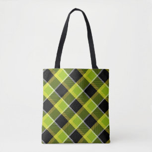 Bolso De Tela Negro Y Verde