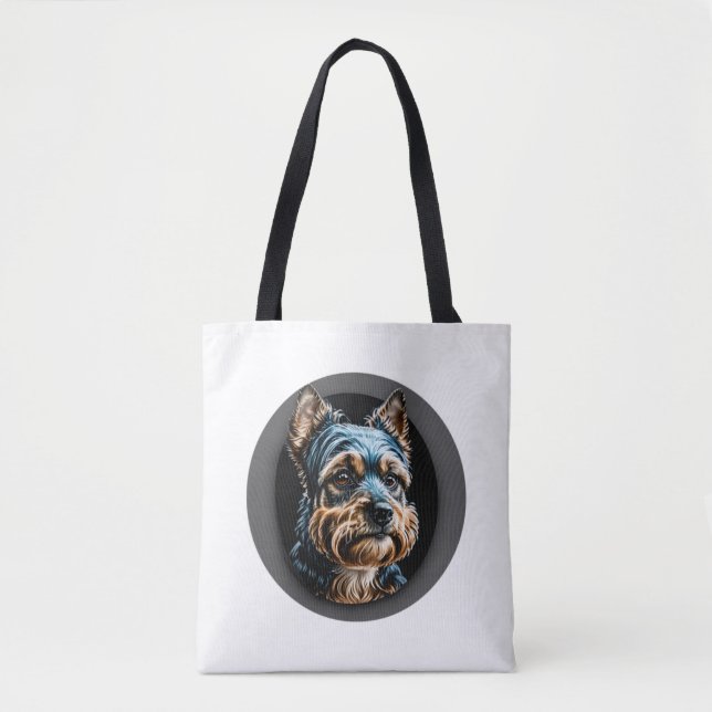 Bolso De Tela negro yorkshire terrier (Anverso)