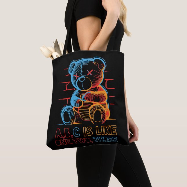 Bolso De Tela Neon ABC Teddy Bear (Detalle)