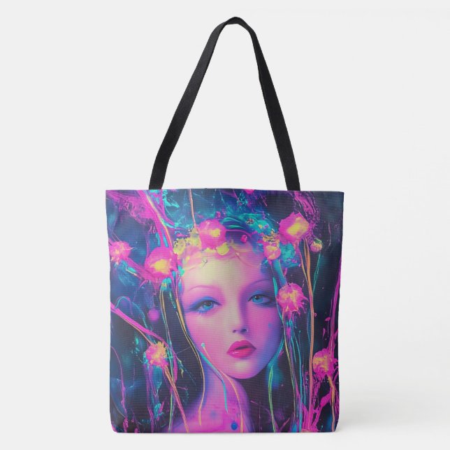 Bolso De Tela Neon Alien Goddess (Anverso)