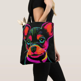Bolso De Tela Neon Canine Puppy Art