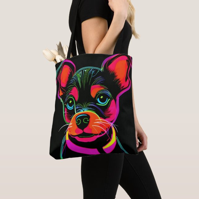 Bolso De Tela Neon Canine Puppy Art (Detalle)