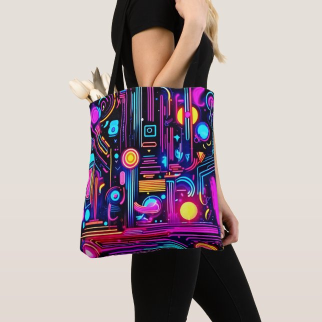Bolso De Tela Neon Circuitry Dreams (Detalle)