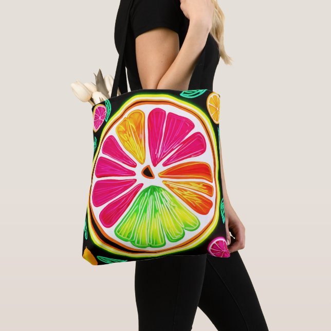 Bolso De Tela Neon Citrus Fruit Fiesta (Detalle)