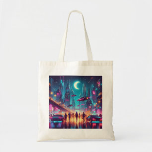 Bolso De Tela Neon Cityscape