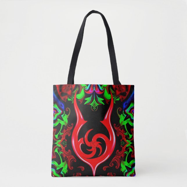 Bolso De Tela Neon Flame Mandala Pattern (Anverso)
