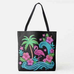 Bolso De Tela Neon Flamingo Tropical