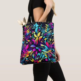 Bolso De Tela Neon Floral Burst Art