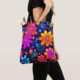 Bolso De Tela Neon Floral Fantasy