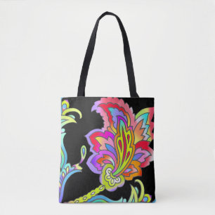 Bolso De Tela Neon Flowers