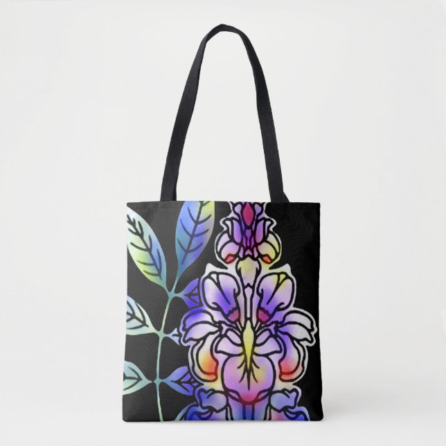 Bolso De Tela Neon Flowers (Anverso)