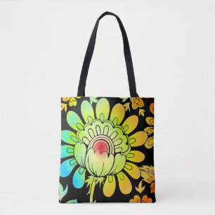 Bolso De Tela Neon Flowers