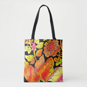 Bolso De Tela Neon Flowers