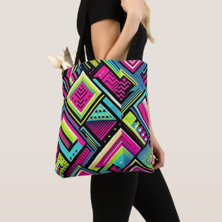 Bolso De Tela Neon Geometric Pop Art Tote Bag