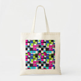 Bolso De Tela Neon Glitch Geometric Canvas Tote Bag