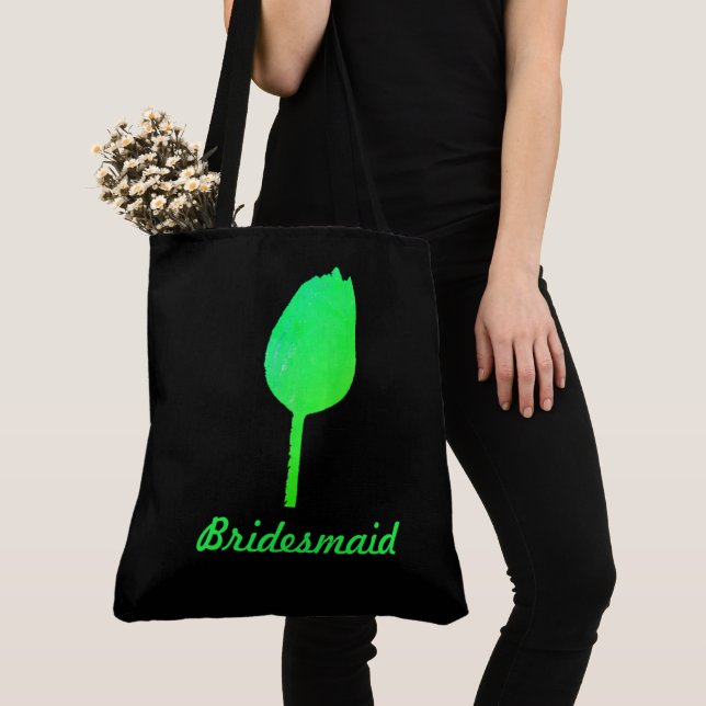 Bolso De Tela Neon Green Floral Tulip Resumen Bridesmaid Regalo (Detalle)
