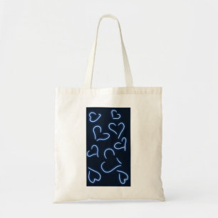 Bolso De Tela Neon Hearts Blue