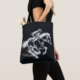 Bolso De Tela Neon Jockey sobre un caballo galopante