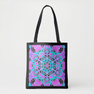 Bolso De Tela Neon kaleidoscope , mandala