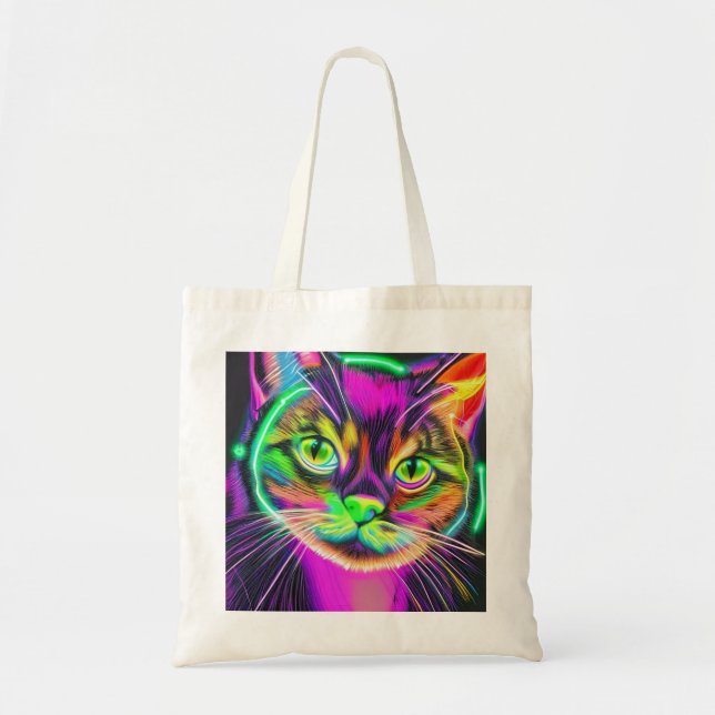 Bolso De Tela Neon Kitties (Frente)