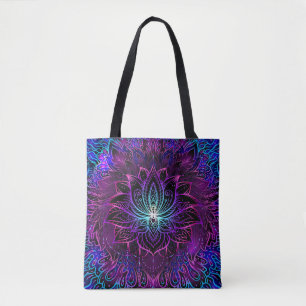 Bolso De Tela Neon Lotus Flower Boho Print