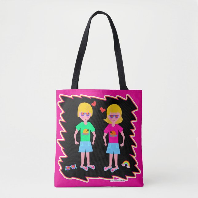 Bolso De Tela Neon Love Fun Retro Cute Art Design (Anverso)