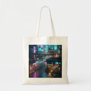 Bolso De Tela Neon Metropolis: escena de la calle Cyberpunk