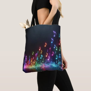 Bolso De Tela Neon Musical Notes