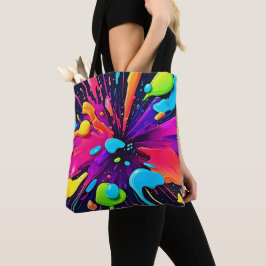 Bolso De Tela Neon Paint Burst Art