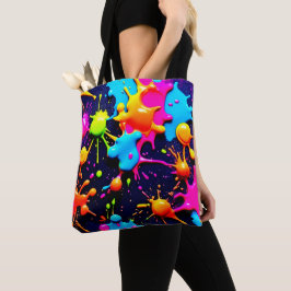 Bolso De Tela Neon Paint Splatter Resumen Arte
