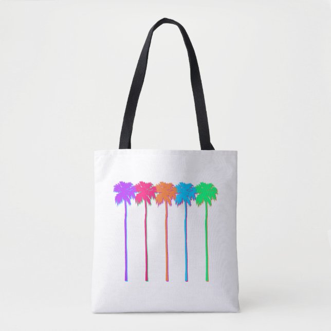 Bolso De Tela Neon Palm Trees (Anverso)