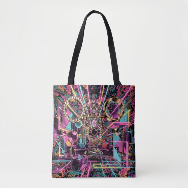Bolso De Tela Neon Psychedelic Luxury Lounge Art (Anverso)