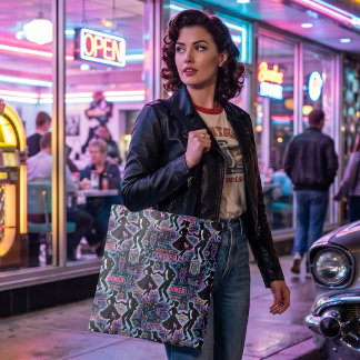 Bolso De Tela Neon Retro 1950s Rock 'n' Roll Diner