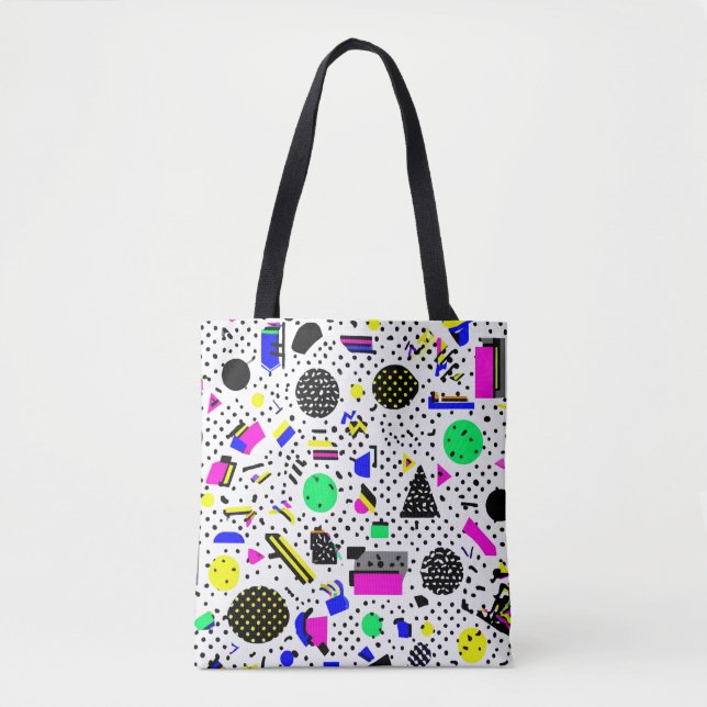 Bolso De Tela Neon Retro Memphis Geometric Chaos Pattern (Anverso)