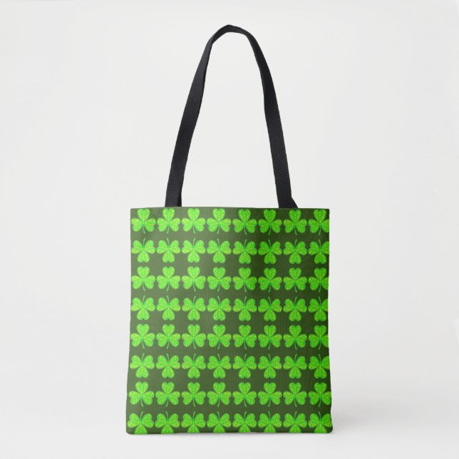 Bolso De Tela Neon Shamrock Mirrored Pattern Tote (Anverso)