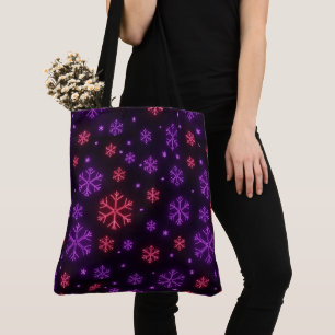Bolso De Tela Neon Snowflakes