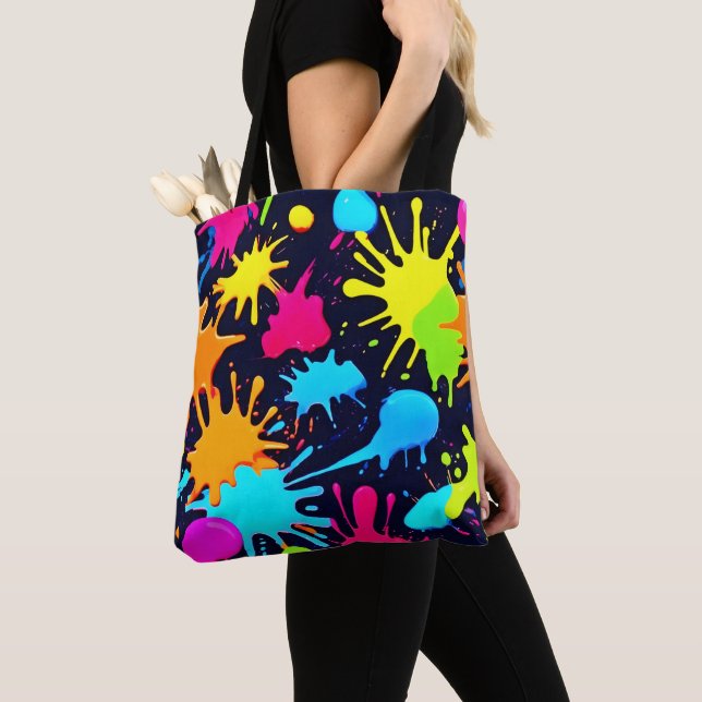 Bolso De Tela Neon Splatter Art: Expresionismo abstracto vibrant (Detalle)